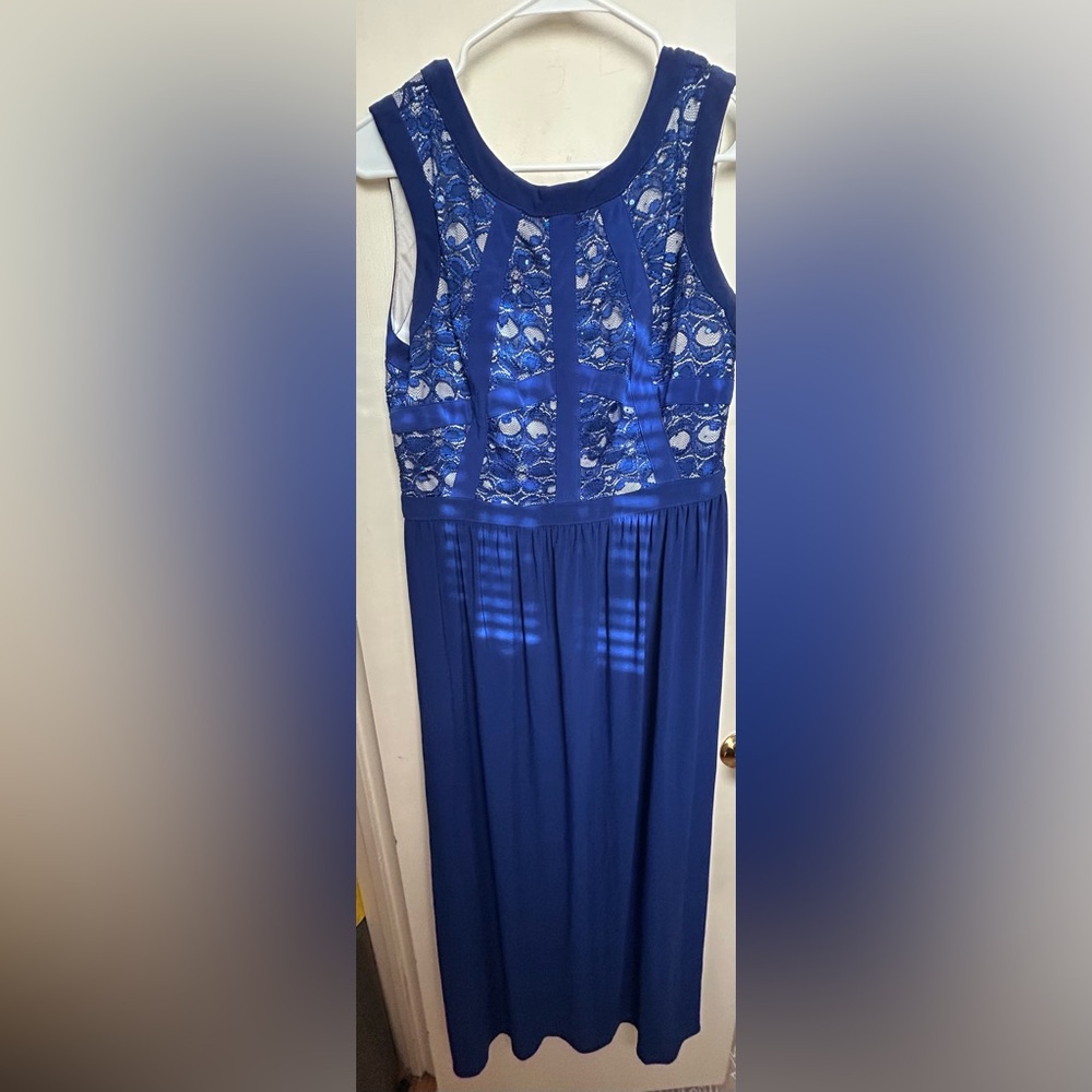 R&M Richards Royal Blue Lace Midi Dress